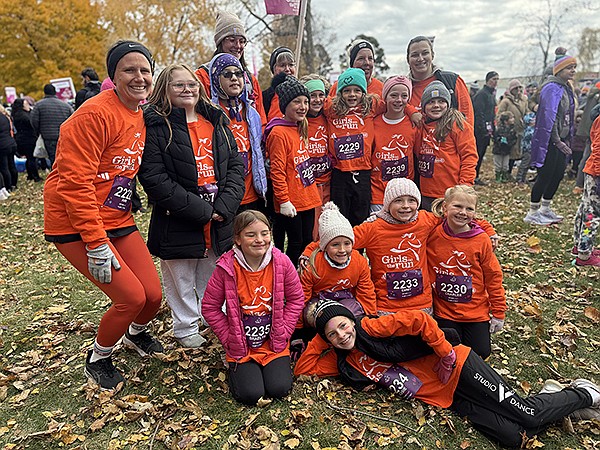 Pictured front: Josie Phillipson; second row: Braelyn Thompson, Kenley Ayers, Emmy Lenz, Charlee Husom; third row: Coach Ann Alleman, Audrey Ward, Iris Williamson, Kinsley Larson, Lydia Alleman, Natalie Currie, Ilysia Zizis, Korrah Kammes; back row: Coach Kira Thompson, Coach Becky Tank, Coach Michele Stieve, and Coach Brooke Daven. Not Pictured: Sasmitha Vinod.